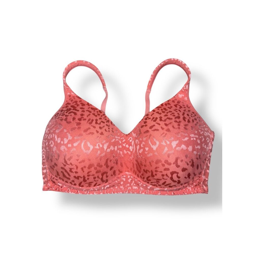 Rhonda Shear 1X Jacquard Molded Cup Bra Coral Suntan Wireless‎ Leopard Print
